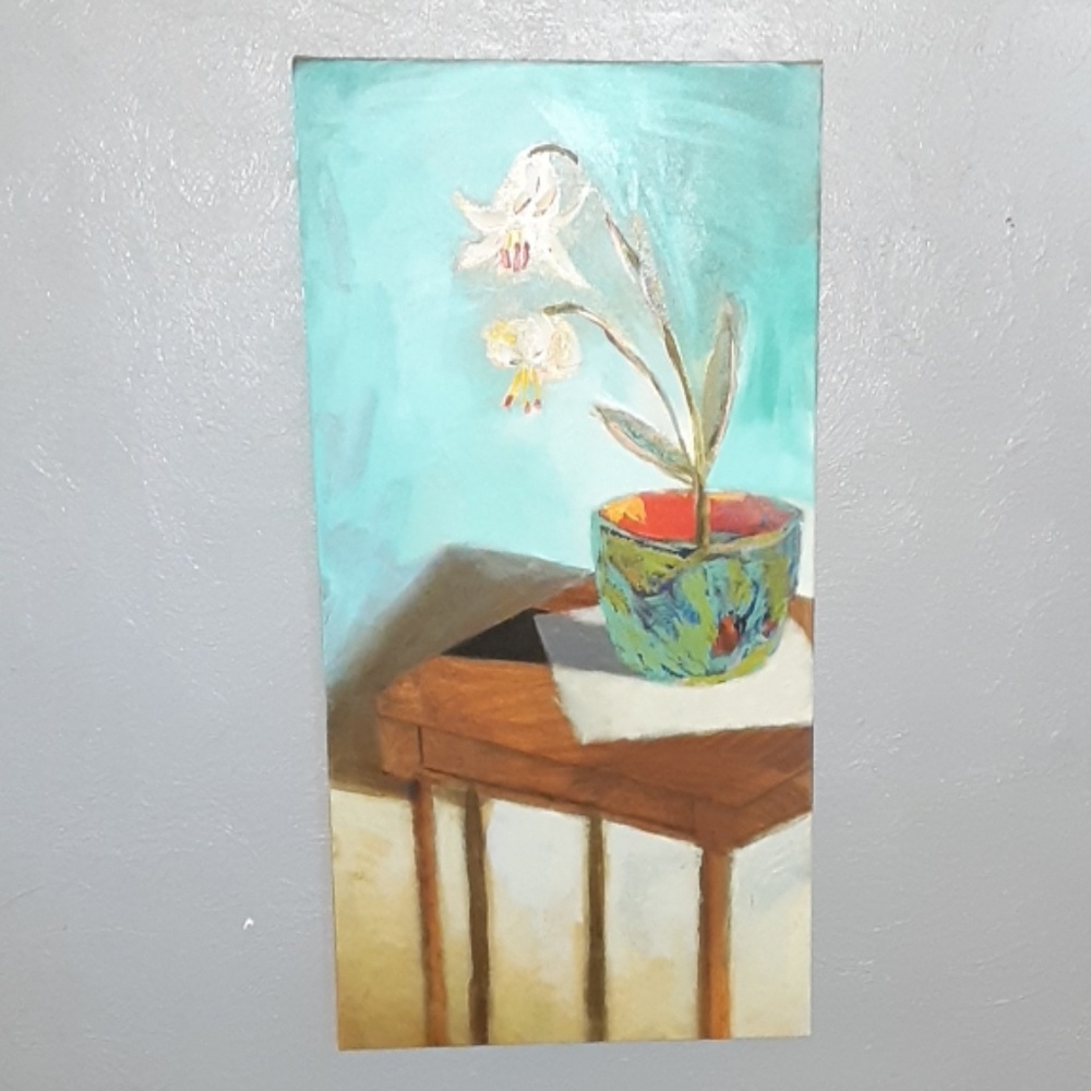 Flower in vase painting on canvas